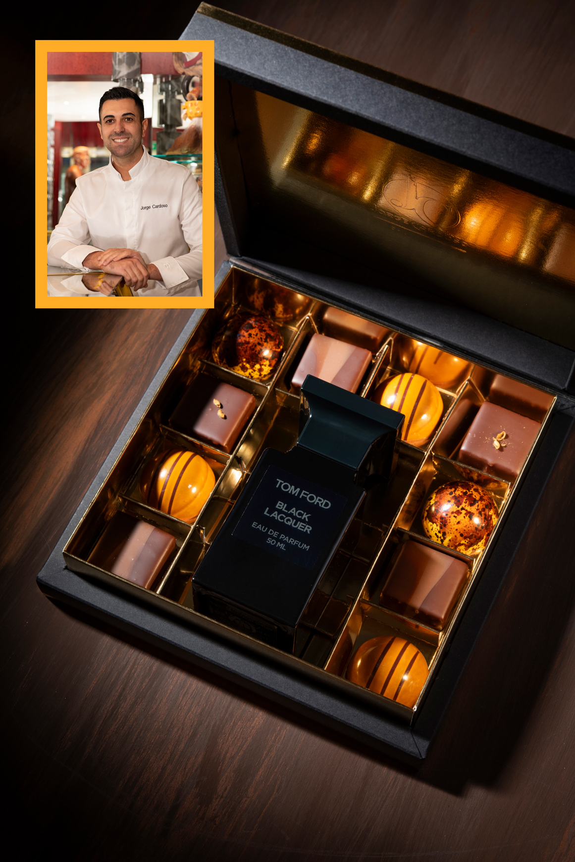 Jorge Cardoso a créé une sélection de chocolats inspirée d'un parfum Tom Ford.