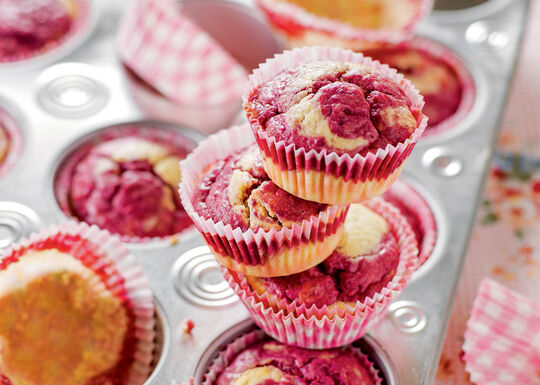 Recette muffin marbre aux framboises et pommes